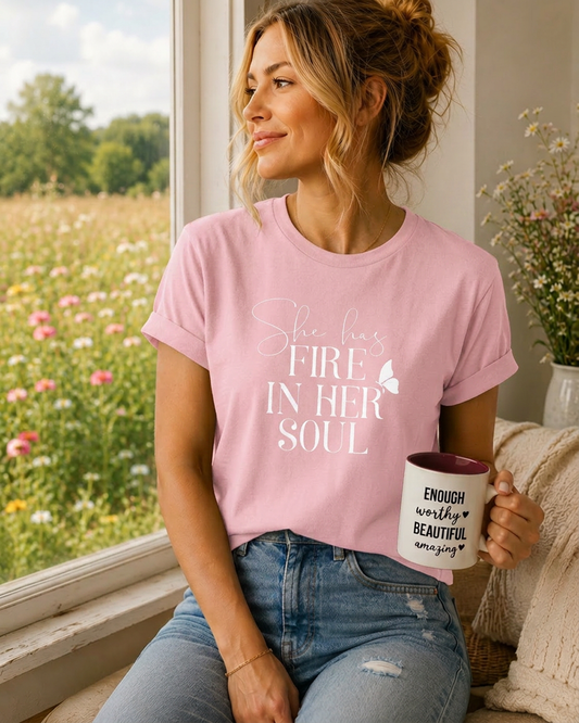 T Shirt 'She has fire in her soul'