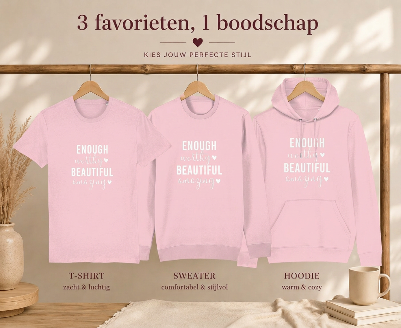 T Shirt 'Enough, worthy, beautiful, amazing'